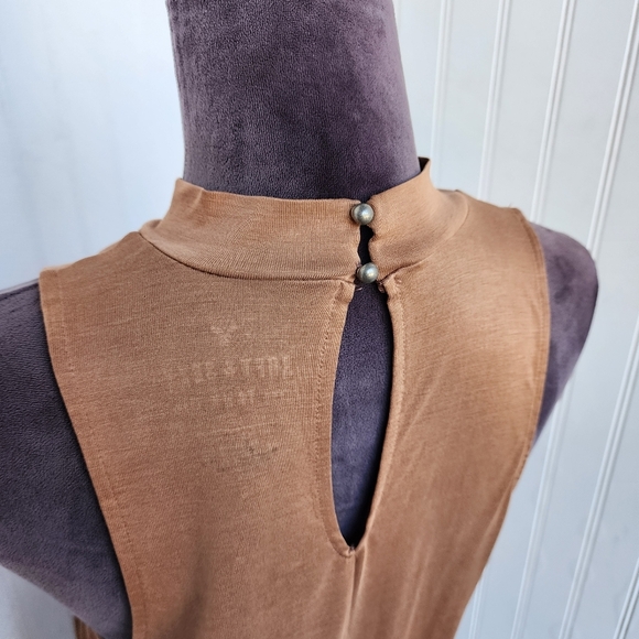 American Eagle soft sexy Camel Turtleneck Short Sleev Tank Lighweigh Top Modal M - Picture 6 of 10